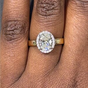 Lab Created Diamond Engagement Ring w/Halo
